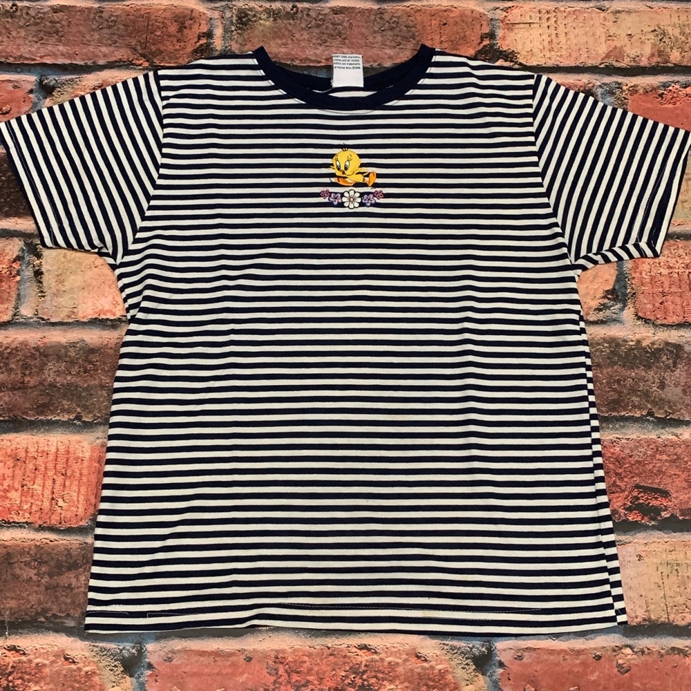 Vintage 1998 Looney Tunes Tweety Striped Shirt